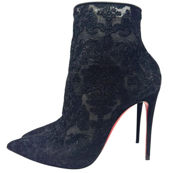 Christian Louboutin Heels So Kate Boots Ankle Booties Black Lace Mesh Shoes 36.5 - Picture 3 of 13